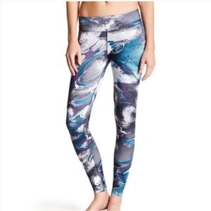 Beyond Yoga Luxe Blue Purple Watercolor Tie Dye Athletic Athleisure Leggings S